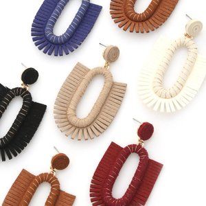 Suede Oval Fray Edge Earrings